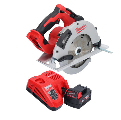 Scie circulaire à main sur batterie Milwaukee M18 BLCS66-501 18 V 190 mm sans balais + 1x batterie 5,0 Ah + chargeur