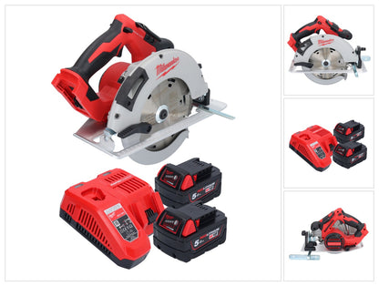 Scie circulaire à main sur batterie Milwaukee M18 BLCS66-502 18 V 190 mm sans balais + 2x batteries 5,0 Ah + chargeur