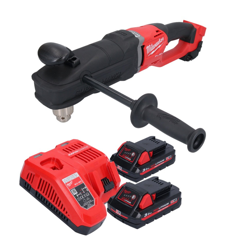 Perceuse d'angle sur batterie Milwaukee M18 FRAD2-302 18 V 122 Nm sans balai + 2x batteries 3,0 Ah + chargeur