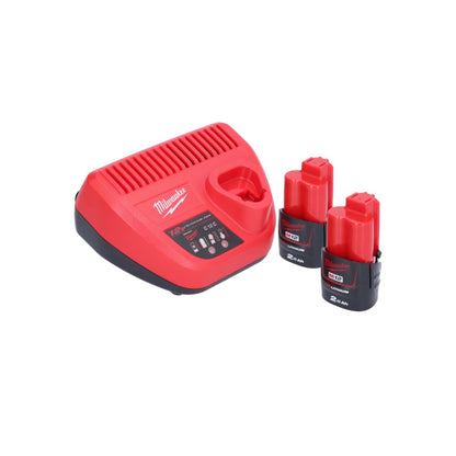 Appareil de nettoyage de tuyaux sur batterie Milwaukee M12 BDC6-202C 12 V + 2x batteries 2,0 Ah + chargeur + spirale + seau