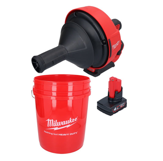 Milwaukee M12 BDC6-401C Akku Rohrreinigungsgerät 12 V + 1x Akku 4,0 Ah + Spirale + Eimer - ohne Ladegerät