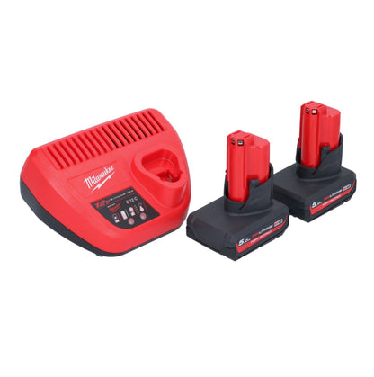 Appareil de nettoyage de tuyaux sur batterie Milwaukee M12 BDC6-502C 12 V + 2x batteries 5,0 Ah + chargeur + spirale + seau