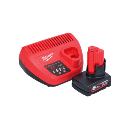 Appareil de nettoyage de tuyaux sur batterie Milwaukee M12 BDC6-601C 12 V + 1x batterie 6,0 Ah + chargeur + spirale + seau