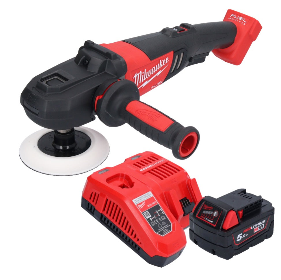 Polisseuse à batterie Milwaukee M18 FAP180-501 18 V 180 mm brushless + 1x batterie 5,0 Ah + chargeur