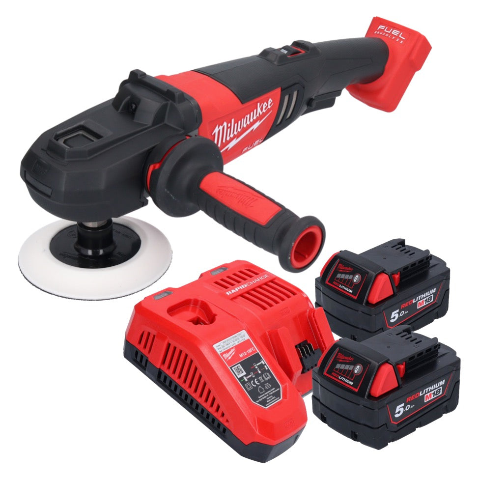 Polisseuse à batterie Milwaukee M18 FAP180-502 18 V 180 mm brushless + 2x batteries 5,0 Ah + chargeur