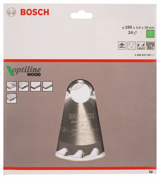 BOSCH Kreissägeblatt Optiline Wood Außen-Ø 190 mm Zähnezahl 24 WZ ( 4000908909 )