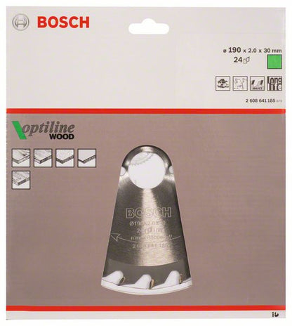 BOSCH Kreissägeblatt Optiline Wood Außen-Ø 190 mm Zähnezahl 24 WZ ( 4000908909 )