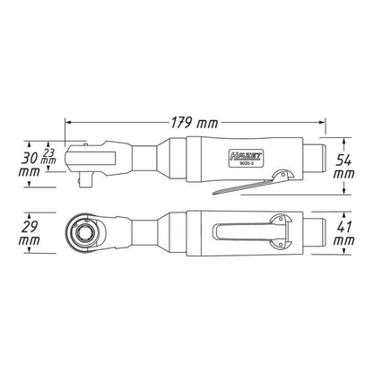 Tournevis pneumatique à cliquet HAZET 9020-2 6,3 mm (1/4″) 4 pièces. (4000898922)