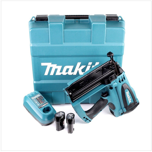 Makita GF 600 SE Akku Gas Stauchkopf Nagler 7,2 V im Koffer mit 2x BL7010 1,0 Ah Akku und DC07SA Ladegerät - Toolbrothers