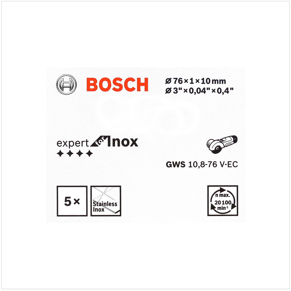 Bosch Trennscheibe Expert for INOX 5 Stück 76 mm für GWS 10,8-76 / 12V-76 ( 2608601520 ) - Toolbrothers