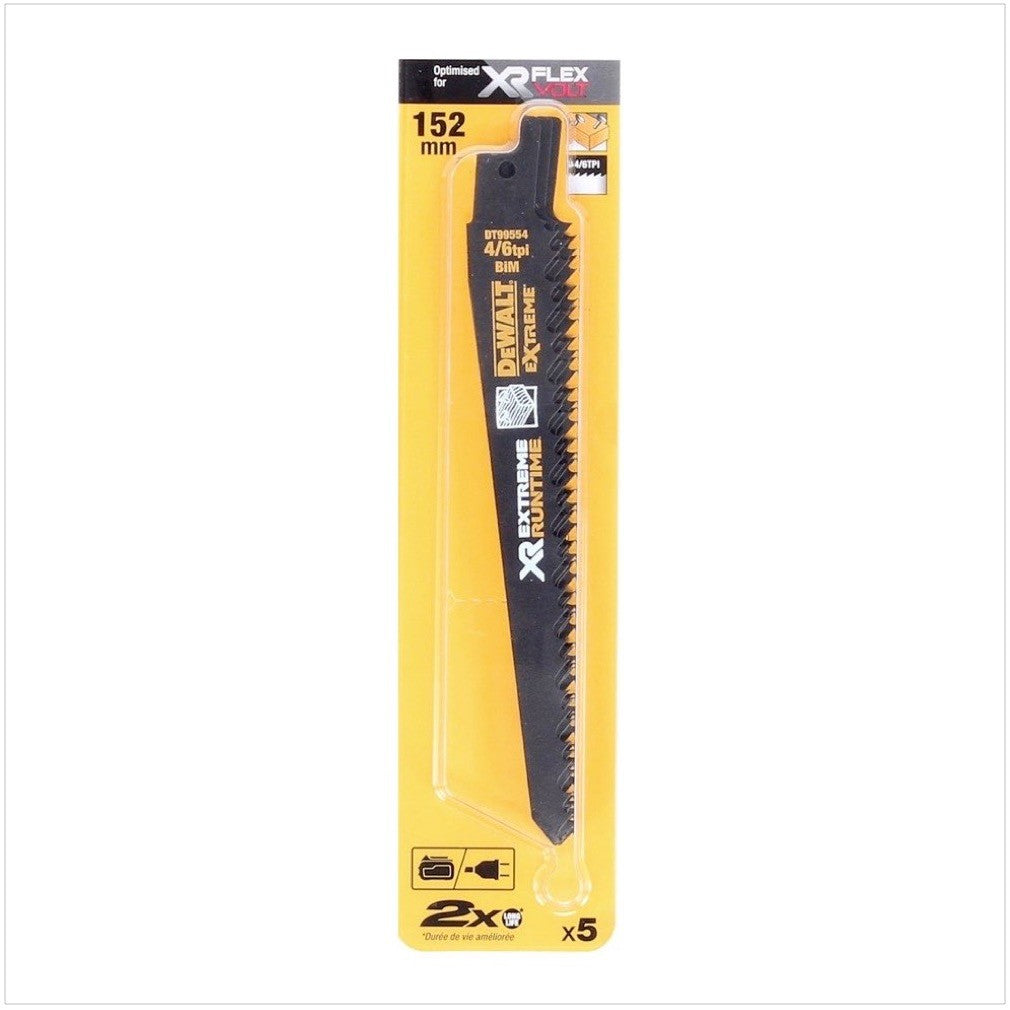 DeWalt DT 99554 XR FlexVolt Säbelsägeblätter Holz 152 mm 5 Stück - Toolbrothers