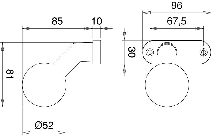 Bouton de porte profilé EDI 1388/0000 matériau aluminium F1 (3000200013)