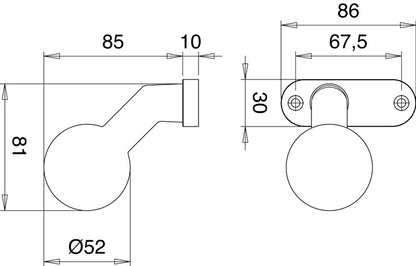 Bouton de porte profilé EDI 1388/0000 matériau aluminium F1 (3000200013)