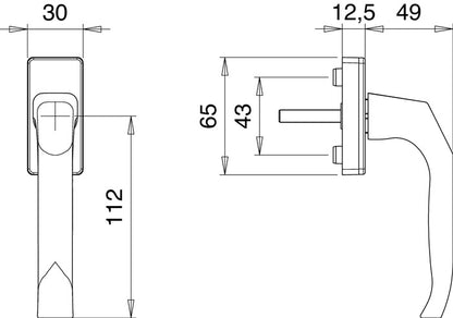 Poignée de fenêtre EDI 1003/1035 aluminium F2 / maillechort (3000261157)