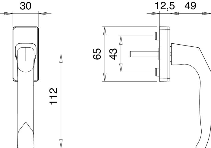 EDI Fenstergriff 1003/1035 Aluminium F1 / naturfarbig ( 3000261156 )