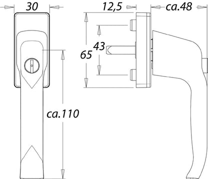 EDI Fenstergriff 1003/2035 Aluminium F9016 / verkehrsweiß ( 3000261192 )