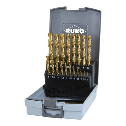 Jeu de forets hélicoïdaux RUKO DIN 338 type N Ø nominal 1-10x0,5 mm (4000600883)