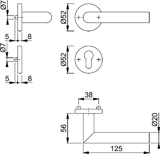 HOPPE Rosettenhalbgarnitur Amsterdam E1400Z/42/42S Edelstahl F9714M ( 3000209767 )