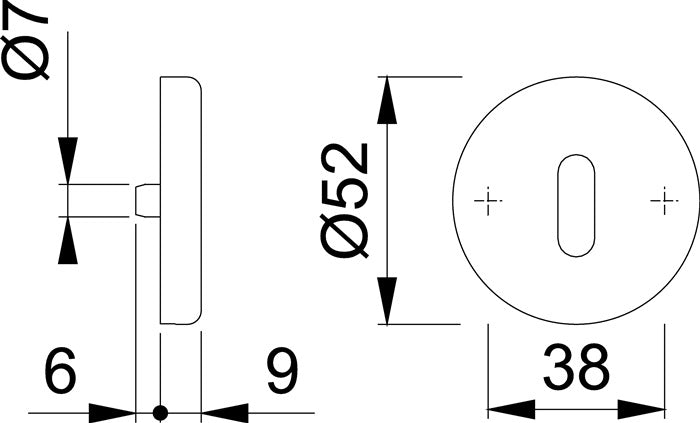 HOPPE paire de rosaces à clés 42KVS aluminium F1 (3000252112)