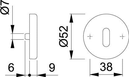 HOPPE paire de rosaces à clés 42KVS aluminium F1 (3000252112)