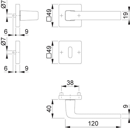 HOPPE jeu de rosaces Dublin 1124 / 843KV/843KVS aluminium F1 (3000203135)