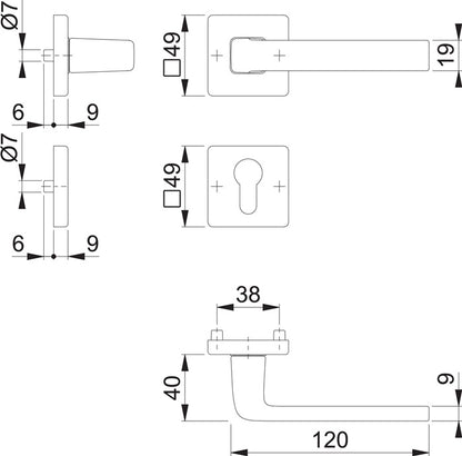 HOPPE Rosettengarnitur Dublin 1124 / 843KV/843KVS Aluminium F249 ( 3000203139 )