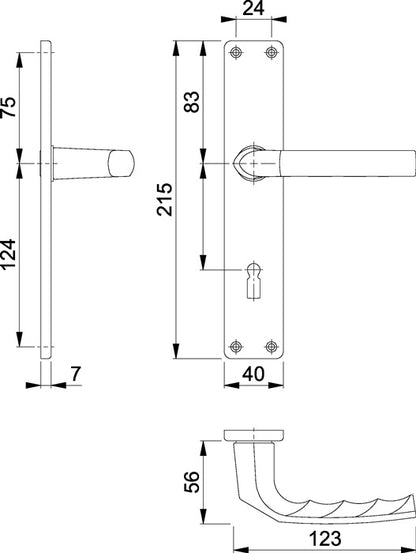 HOPPE jeu de boucliers longs Birmingham 1117/202SP aluminium F1 (3000252985)