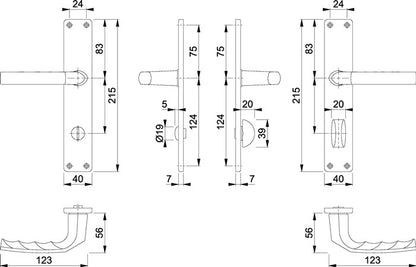 HOPPE Langschildgarnitur Birmingham 1117/202SP Aluminium F1 ( 3000252987 )