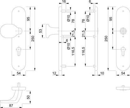 HOPPE kit de protection 86G/3331/3310 aluminium F2 (3000209788)