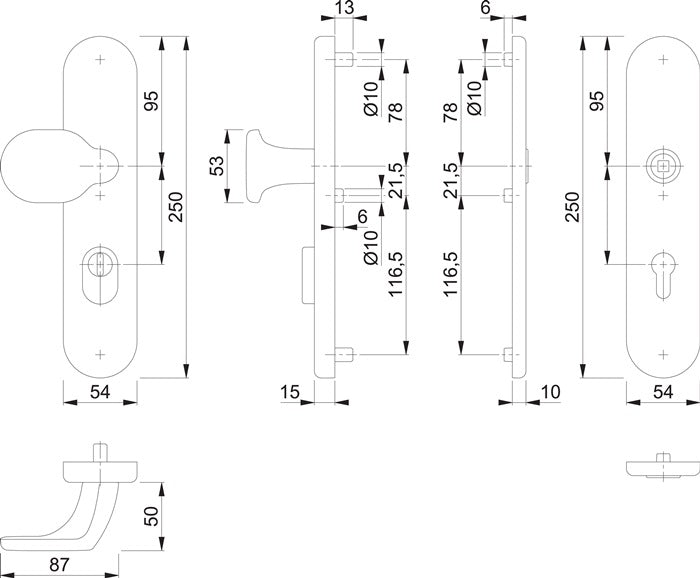 HOPPE Schutzgarnitur 86G/3332ZA/3310 Aluminium F2 ( 3000209792 )