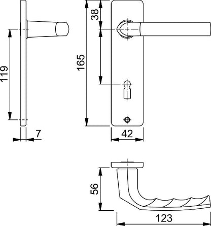 HOPPE Kurzschildgarnitur Birmingham 1117/202KP/AP Aluminium F2 ( 3000252943 )