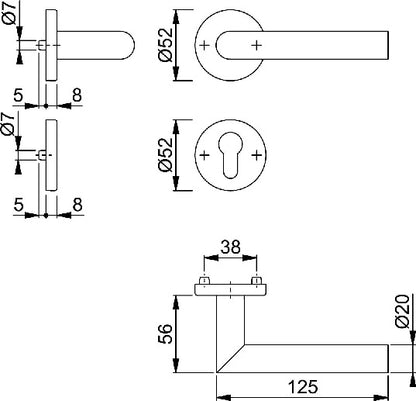 HOPPE rosace demi-jeu Amsterdam E1400Z/42/42S acier inoxydable F69 (3000220053)