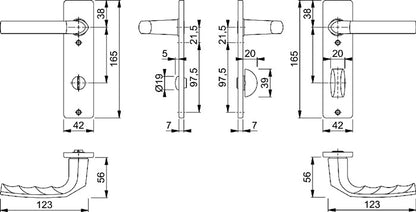 HOPPE jeu de boucliers courts Birmingham 1117/202KP/AP aluminium F1 (3000252942)