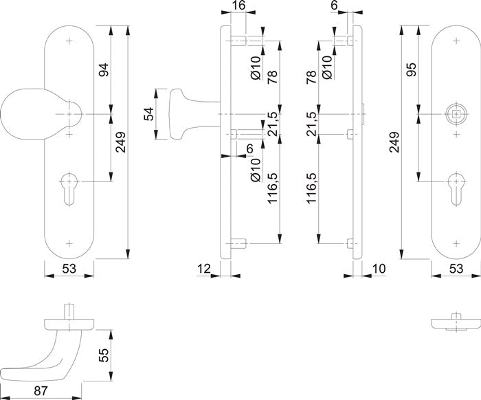 HOPPE kit de protection E86G/3331/3310 inox F69 (3000209778)