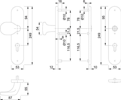 HOPPE kit de protection E86G/3331/3310 inox F69 (3000209778)