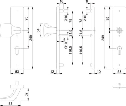 HOPPE kit de protection E61G/2221/2210 inox F69 (3000209795)