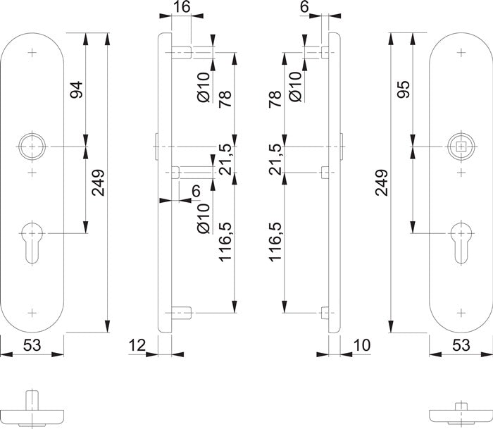 HOPPE Langschildpaar E3331/3310 matt F69 ( 3000209801 )