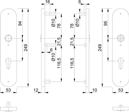 HOPPE Langschildpaar E3331/3310 matt F69 ( 3000209800 )