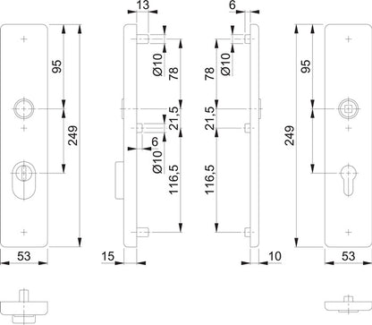 HOPPE Langschildpaar E2222ZA/2210 matt F69 ( 3000209810 )