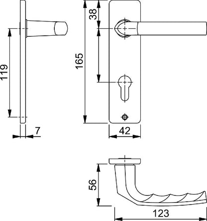 HOPPE Kurzschildgarnitur Birmingham 1117/202KP/AP Aluminium F1 ( 3000252941 )