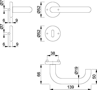 HOPPE Jeu de rosaces Baden E1388Z/17KV/17KVS acier inoxydable F69 (3000220000)