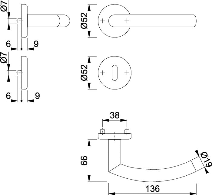 Jeu de rosaces HOPPE Alta E1433Z/17KV/17KVS acier inoxydable F69 (3000220080)