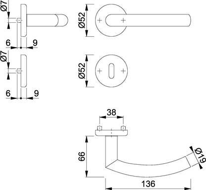 HOPPE Rosettengarnitur Alta E1433Z/17KV/17KVS Edelstahl F69 ( 3000220080 )