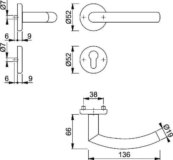 Jeu de rosaces HOPPE Alta E1433Z/17KV/17KVS acier inoxydable F69 (3000220081)