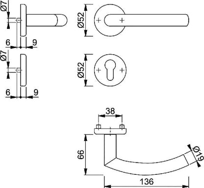 Jeu de rosaces HOPPE Alta E1433Z/17KV/17KVS acier inoxydable F69 (3000220081)