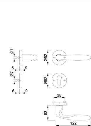 HOPPE jeu de rosaces Vérone M151/42KV/42KVS laiton F71 (3000253733)