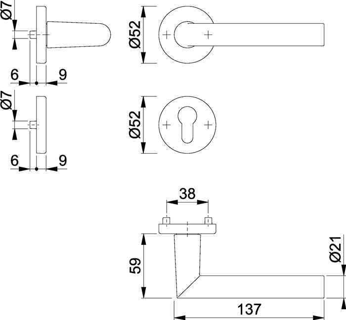 HOPPE jeu de rosaces Amsterdam 1400/42KV/42KVS aluminium F1 (3000203801)