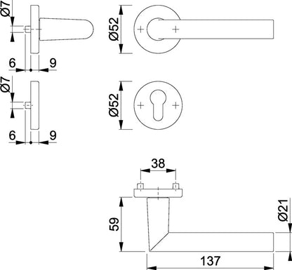 HOPPE jeu de rosaces Amsterdam 1400/42KV/42KVS aluminium F1 (3000203801)