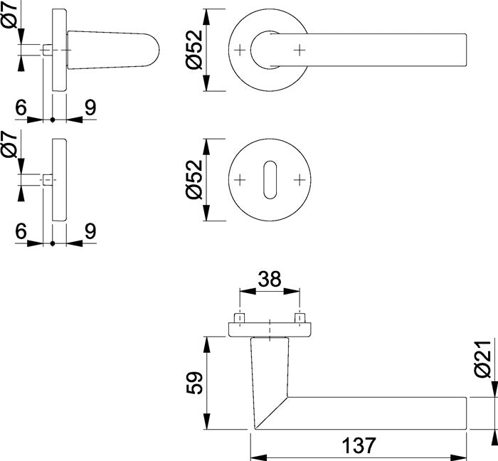 HOPPE jeu de rosaces Amsterdam 1400/42KV/42KVS aluminium F1 (3000203802)