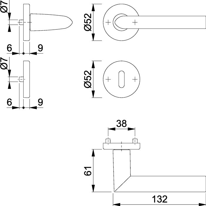 HOPPE Rosettengarnitur Stockholm 1140/42KV/42KVS Aluminium F1 ( 3000252243 )